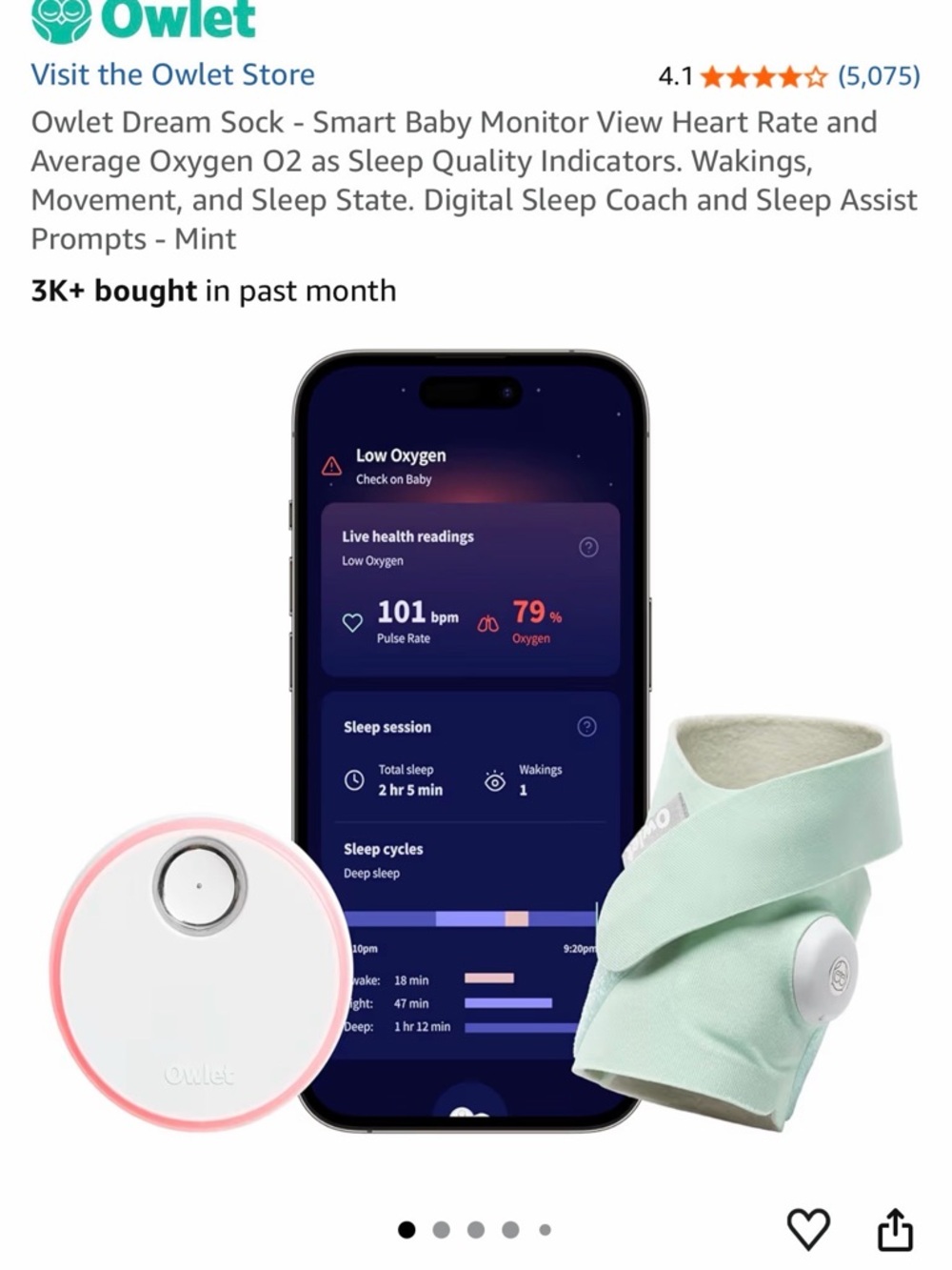 OWLET Dream Sock Smart Baby Monitor - Mint